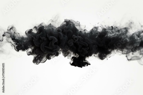 Abstract explosion of black smoke on a transparent background. Generative AI photo