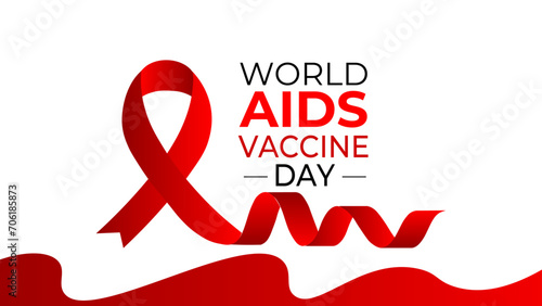 International World Aids Vaccine Day 18th May awareness poster design. Backdrop for world map red color. Web banner, cover, poster, brochure, flyer, card, website and template vector illustration.
