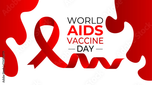 International World Aids Vaccine Day 18th May awareness poster design. Backdrop for world map red color. Web banner, cover, poster, brochure, flyer, card, website and template vector illustration.
