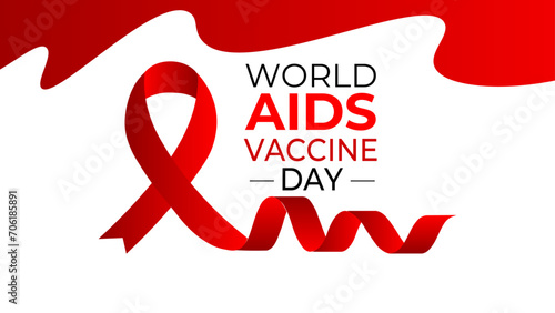 International World Aids Vaccine Day 18th May awareness poster design. Backdrop for world map red color. Web banner, cover, poster, brochure, flyer, card, website and template vector illustration.