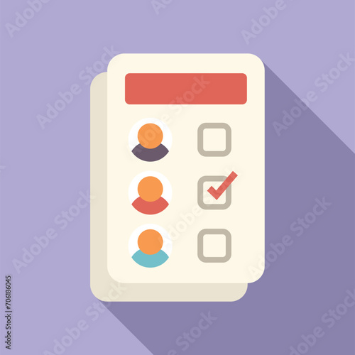 Ballot paper icon flat vector. Vote person. Debate talking report