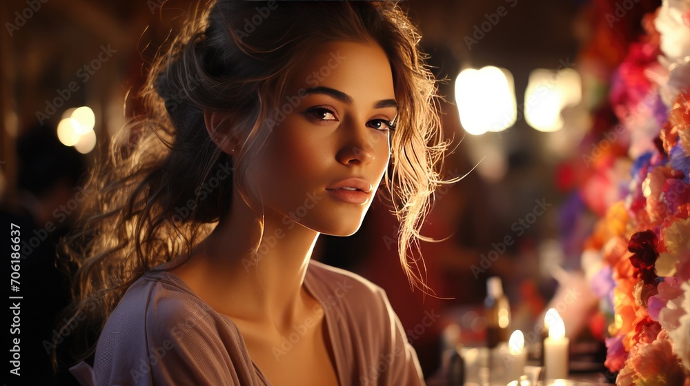 Portrait of a beautiful young woman with bright make-up Portrait of a beautiful young woman with bright make-up