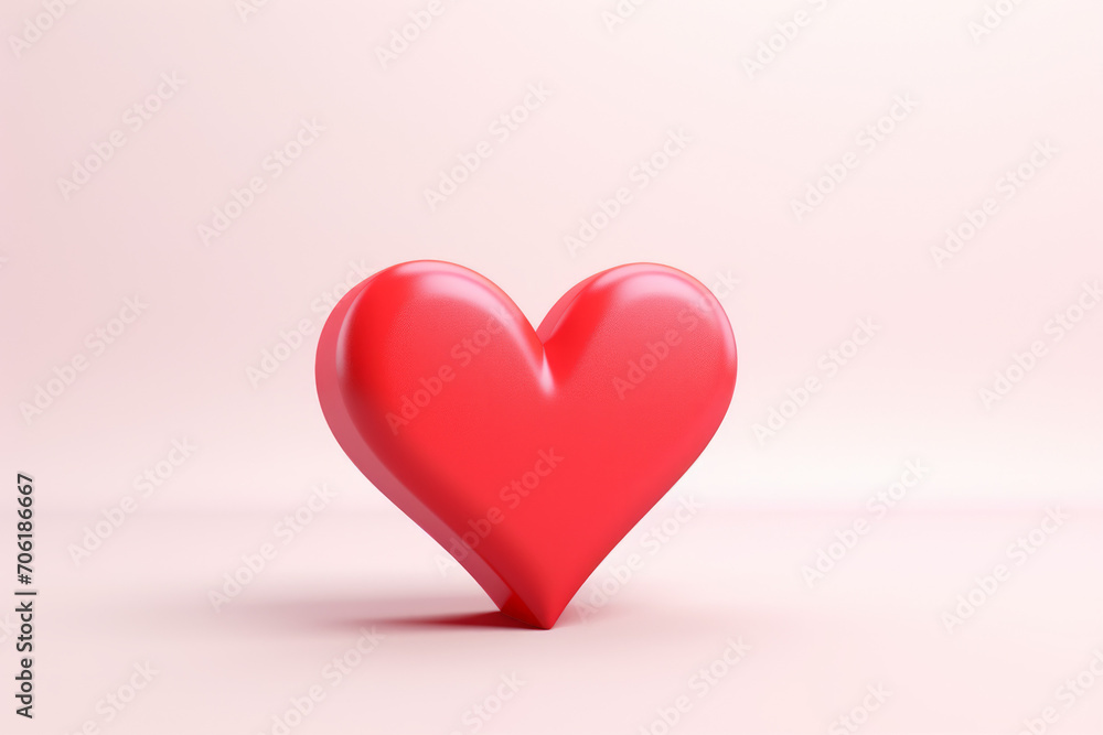 3D render of a smooth red heart isolated on a pink background