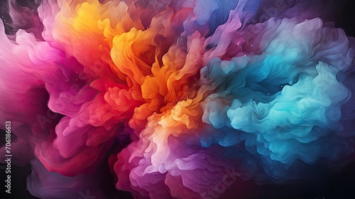 abstract background of colored smoke in water on a black background