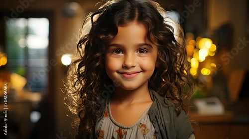 Little joyful child girl student schoolgirl smiling © Aliaksandra