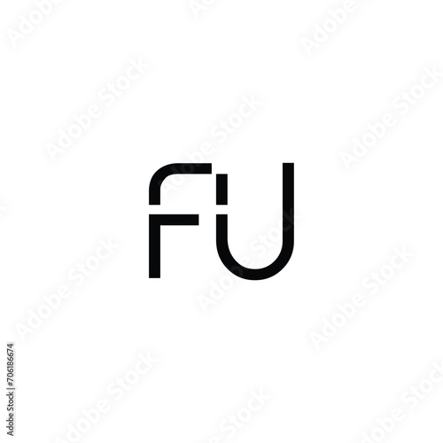 Logo ikon huruf awal F U berwarna hitam putih yang kreatif, modern, elegan, trendi, unik, dan artistik. Templat desain logo ikon huruf F U. Simbol awal F U yang kreatif.