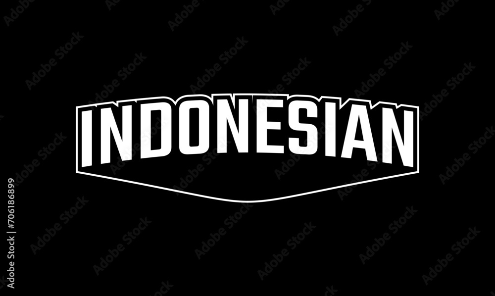 Illustration vector graphic typography of indonesian on black background. Team text vintage. Good for template background, t-shirt, banner, poster, etc. 
