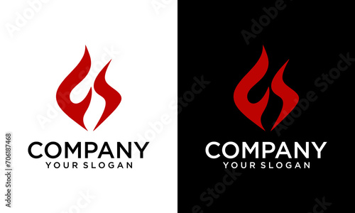 letter FS fire logo, letter FS and fire, combination logo fire with letter F and S