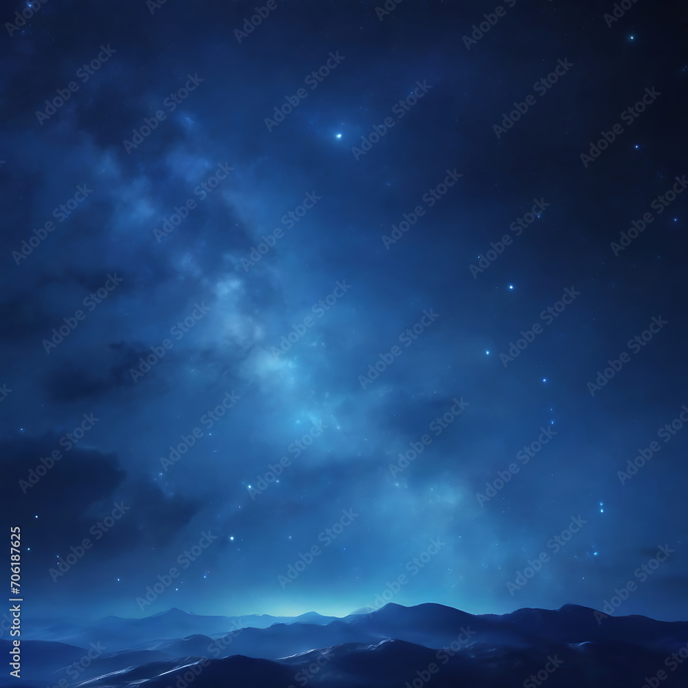 Blue Night Starry Sky Space Background Generative AI