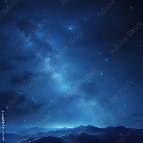 Blue Night Starry Sky Space Background Generative AI