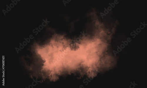 orange Smoke spreading on dark background. Orange powder explosion on black background. Colored powder cloud. Colorful dust explode. Paint Holi. fire burning in the dark