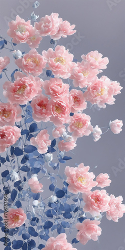 Elegant Vertical Composition of Pink Roses in Soft Light