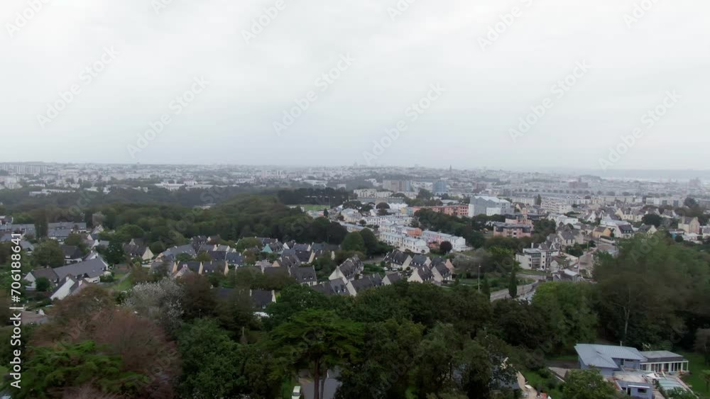 Aerial showing urban area in city Brest in France on fall afternoon Aerial showing urban area in city Brest in France on fall afternoon
