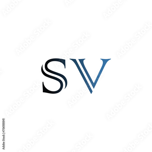 Logo ikon huruf awal S V berwarna hitam putih yang kreatif, modern, elegan, trendi, unik, dan artistik. Templat desain logo ikon huruf S V. Simbol awal S V yang kreatif.