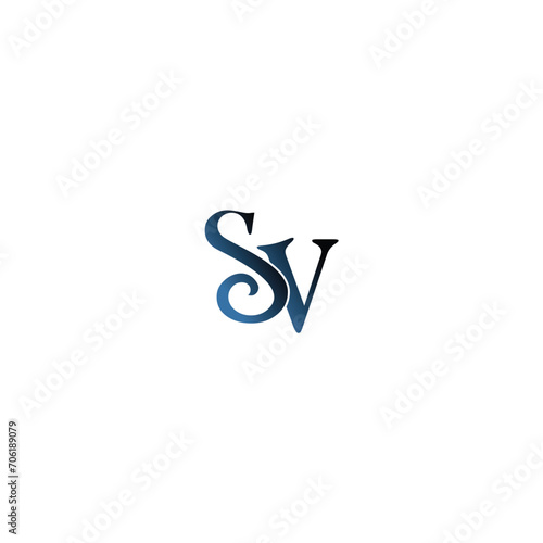 Logo ikon huruf awal S V berwarna hitam putih yang kreatif, modern, elegan, trendi, unik, dan artistik. Templat desain logo ikon huruf S V. Simbol awal S V yang kreatif.