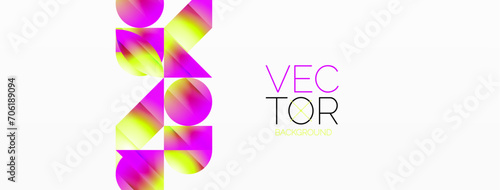Serene gradient template. Circles and triangles mingle in minimalist perfection. Gentle fusion of forms and hues creates balanced yet captivating backdrop, embodying modern sophistication