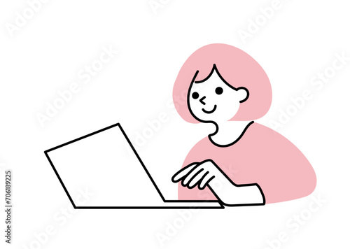 パソコンを操作する女性のイラスト
