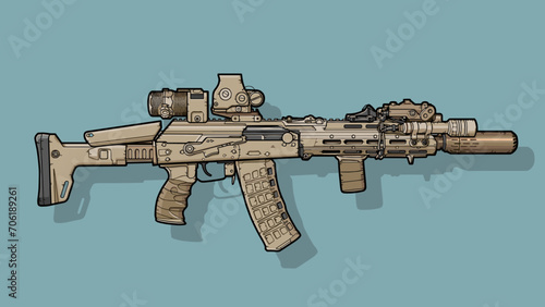 Graphic image of assault riffle