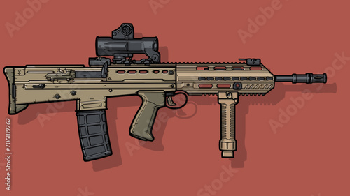 Graphic image of assault riffle