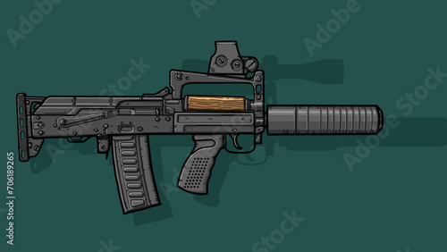 Graphic image of assault riffle