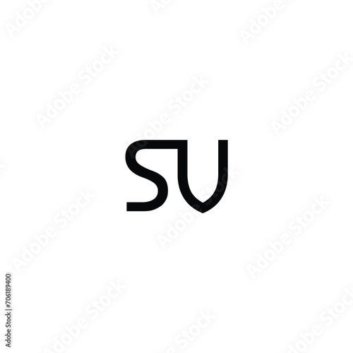 Logo ikon huruf awal S V berwarna hitam putih yang kreatif, modern, elegan, trendi, unik, dan artistik. Templat desain logo ikon huruf S V. Simbol awal S V yang kreatif.