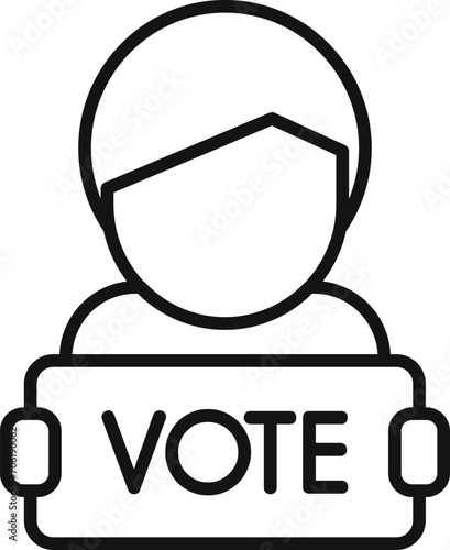 Vote person banner icon outline vector. Choice election. Democracy citizen