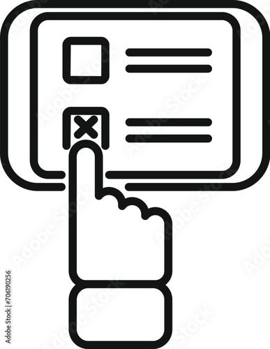 Table polling booth icon outline vector. Democracy choice. Vote poll people