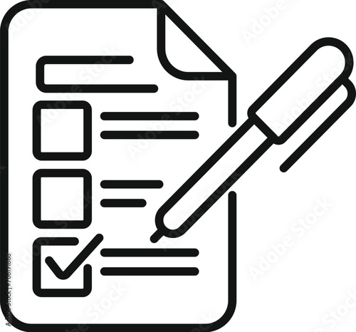 List paper ballot icon outline vector. Polling booth. Poll vote people