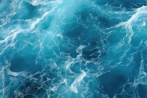 sea water texture ,surface waves on the beach, Blue sea surface, top view 