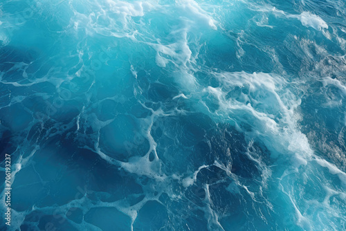 sea water texture ,surface waves on the beach, Blue sea surface, top view   © Planetz