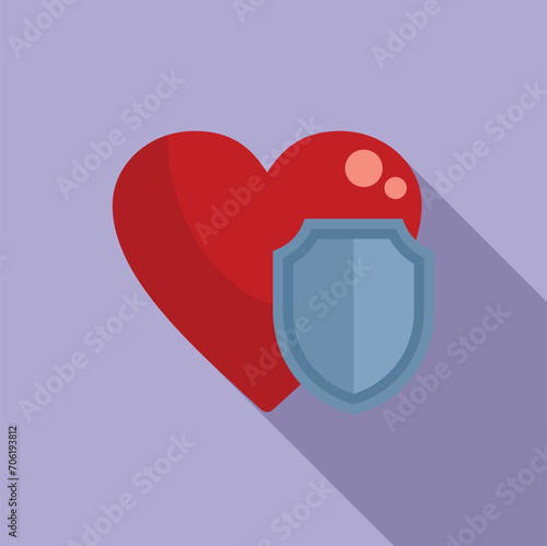 Heart protection aid icon flat vector. Health heart. Chest disease sick