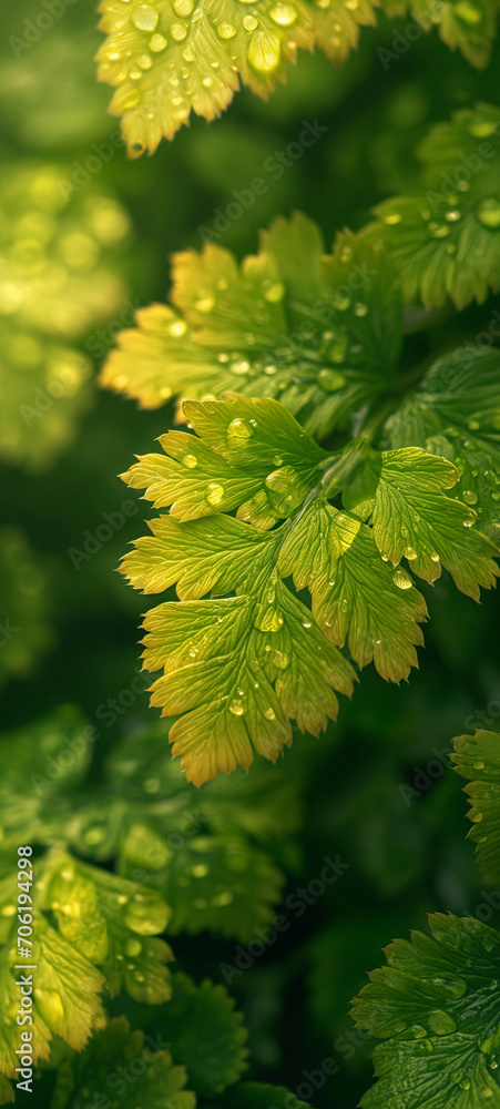 Glossy fern fronds, vibrant close - up. spring concept. Glossy fern fronds, vibrant close - up. spring concept.
