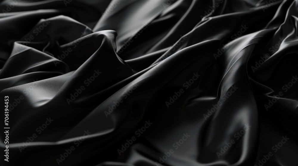  a close up of a black cloth with a very long line of fabric in the center of the image, with a very long line of fabric at the bottom of the fabric.