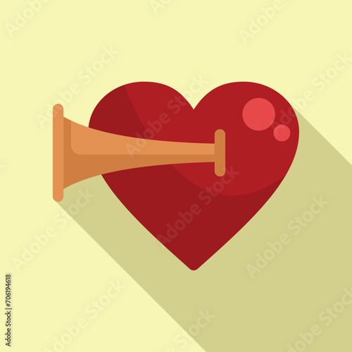 Heart rate sound icon flat vector. Aorta healthy effect. Body female