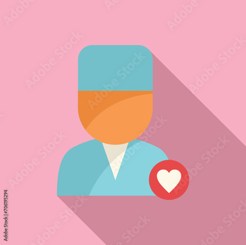 Doctor cardiac healthy icon flat vector. Anatomy heart. Disease person monitor
