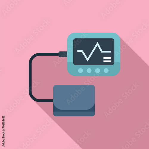 Cardiac home monitor device icon flat vector. Pain heart. Impact disease
