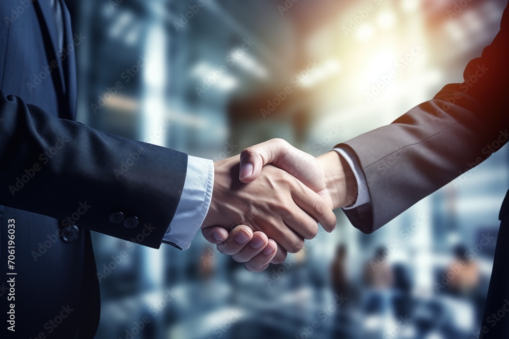 Partnership Prosperity: Business Professionals Seal a Deal with a Handshake. Generative AI