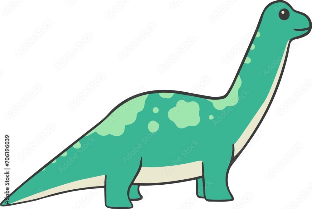 Obraz premium Cute Green Brontosaurus 