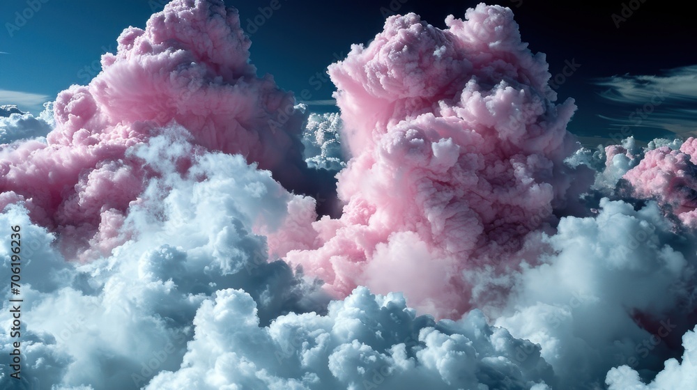 a group of clouds in the sky with pink and white clouds in the middle of the picture and a blue sky with white clouds in the middle. a group of clouds in the sky with pink and white clouds in the middle of the picture and a blue sky with white clouds in the middle.