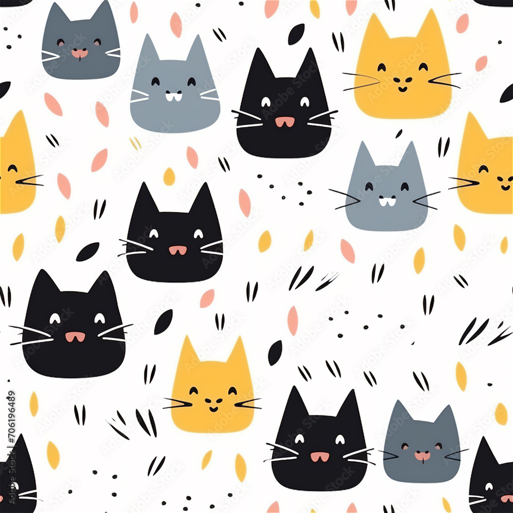 Seamless pattern : A Charming kittens and dots
Seamless pattern : A Charming kittens and dots
