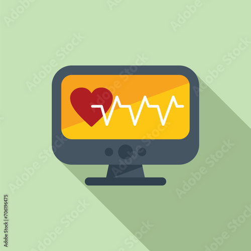 Clinic heart monitor icon flat vector. Event body disease. Heart effect