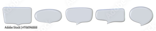 3d speech balloon set for text. Cloud for message talk. Speak dialog box. 3d vector render.