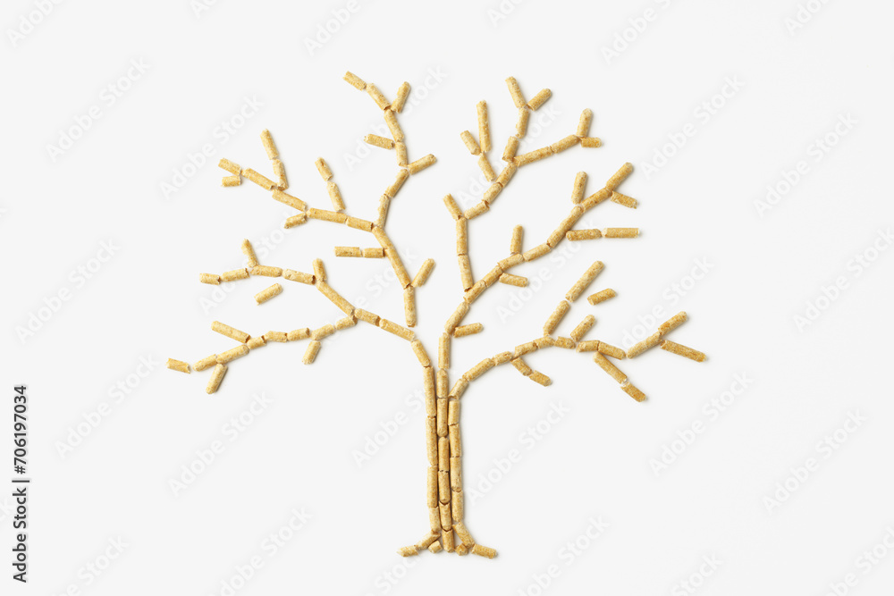 Fototapeta premium Wood pellets biofuel isolated on white background