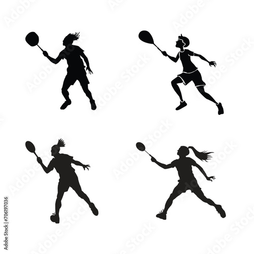 badminton player silhouette collection © mdbhraju76