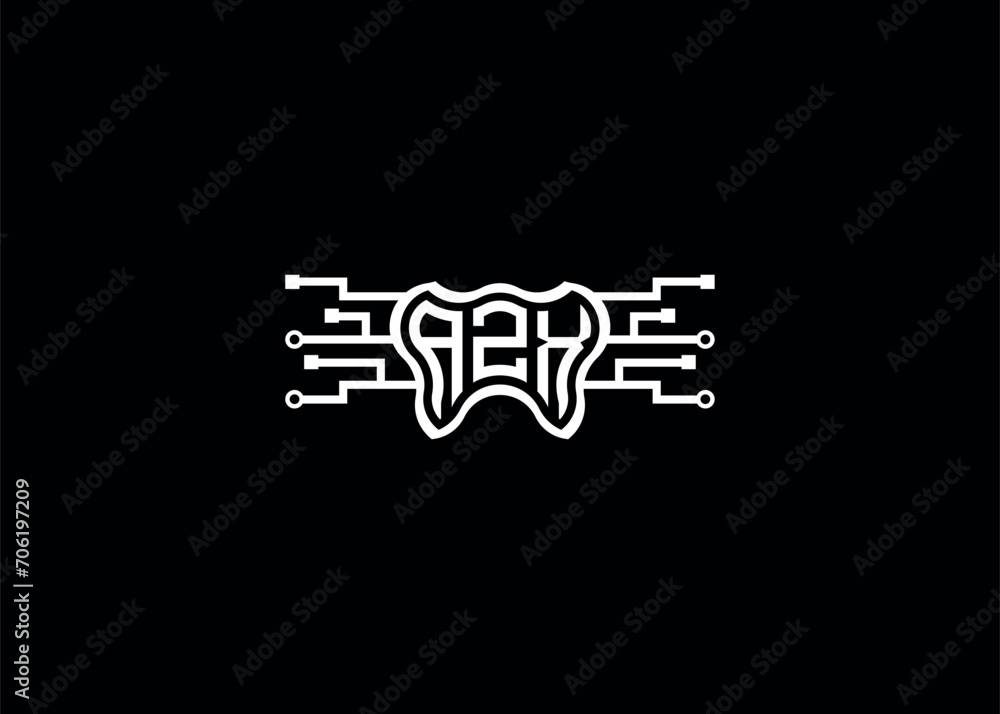 Letter AZX Modern Technology Vector Monogram Dental care shape Logo Letter AZX Modern Technology Vector Monogram Dental care shape Logo
