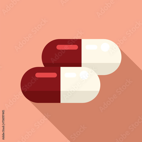 Heart capsule health icon flat vector. Impact sick. Stomach heart effect