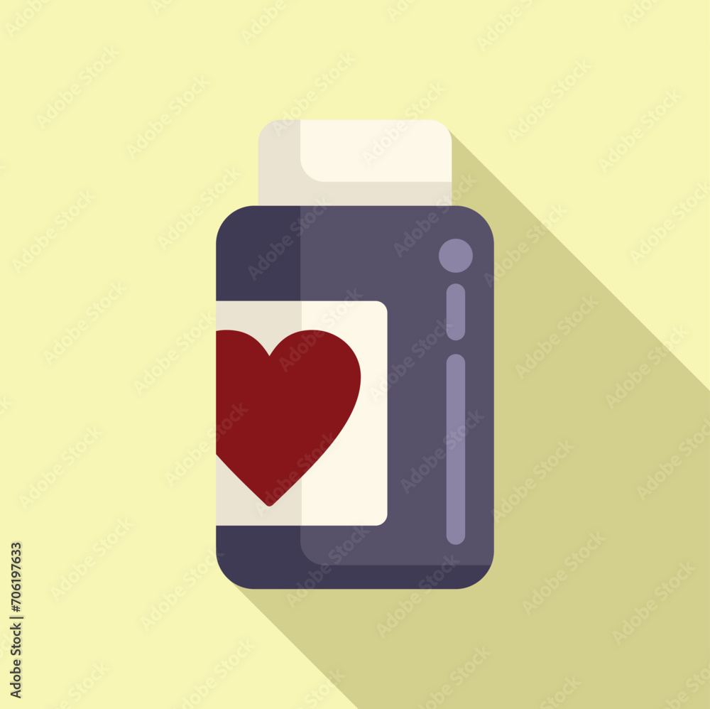 Capsule bottle pills icon flat vector. Heart health. Stomach event Capsule bottle pills icon flat vector. Heart health. Stomach event