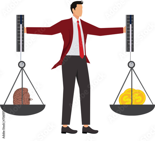 Balance, Brain, Equality, Dollar Sign, Weight Scale, Moral Dilemma, Businessman