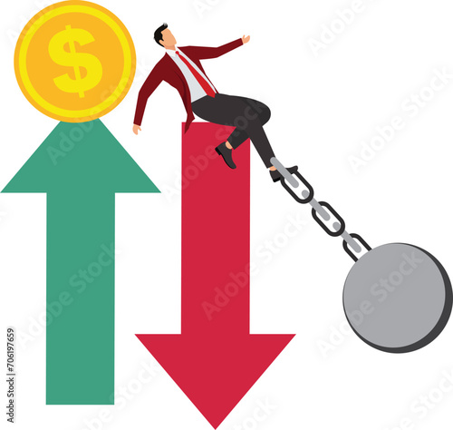 Recession, Moving Down, Dollar Sign, Bankruptcy, Chasing, Businessman