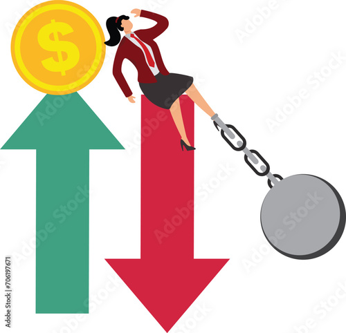 Recession, Moving Down, Dollar Sign, Bankruptcy, Chasing, Businessman